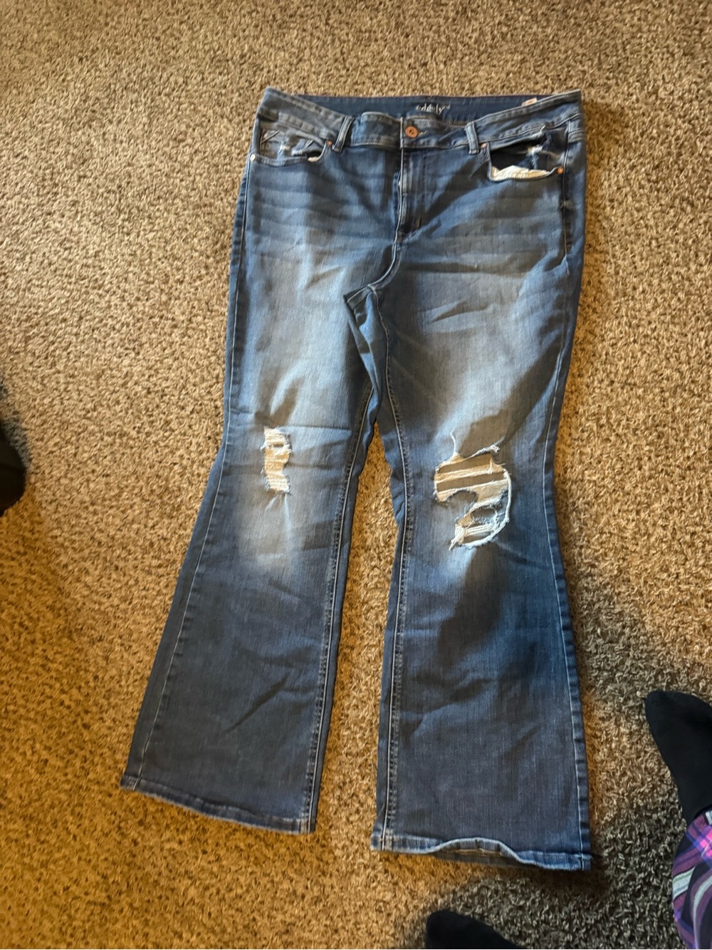 edge Distressed Blue Flare Jeans